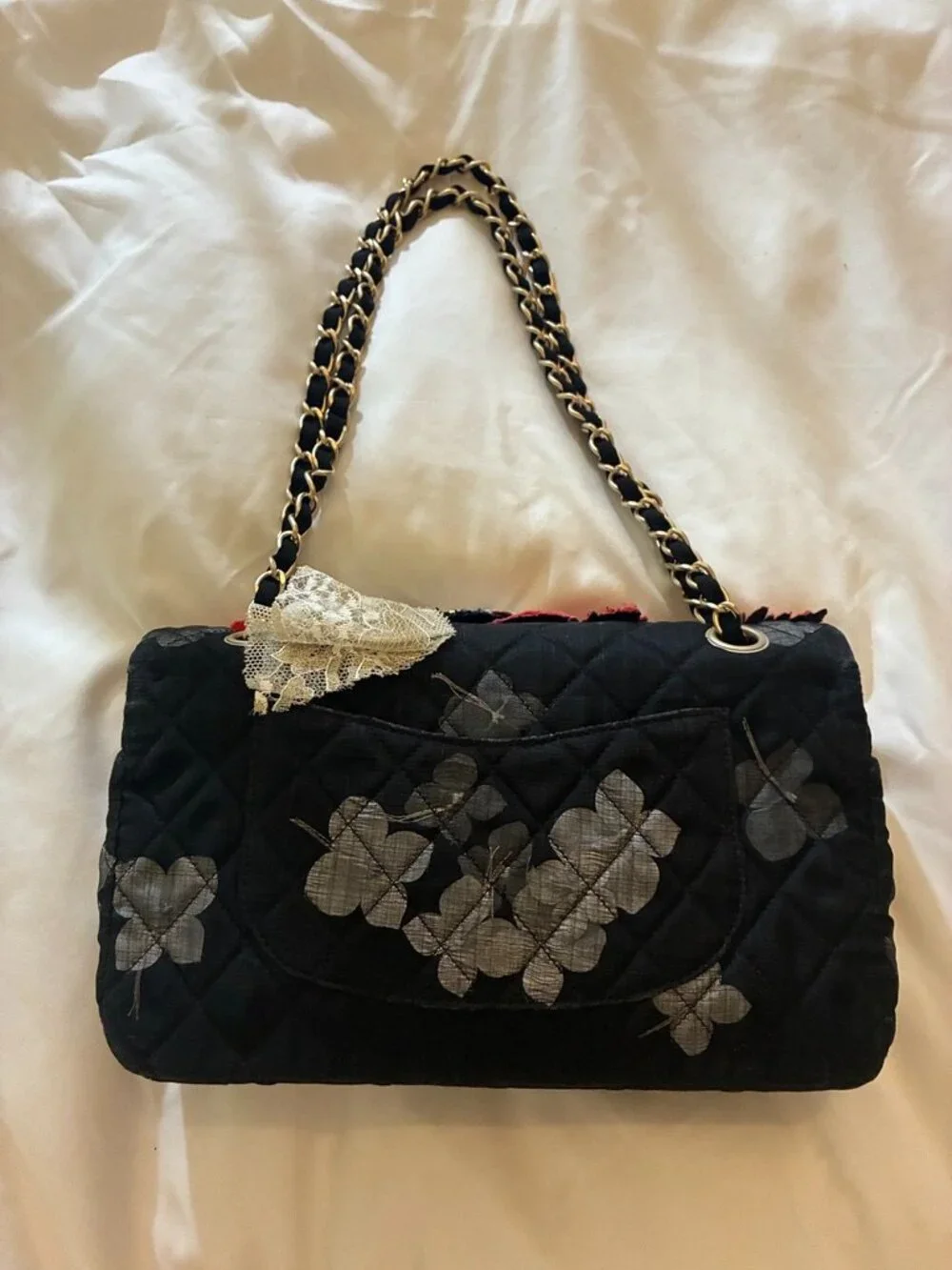 Chanel 2010 Farm Runway Medium Classic Flap Black Silk